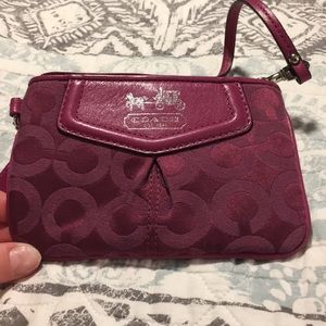 Coach Signature Magenta Wristlet